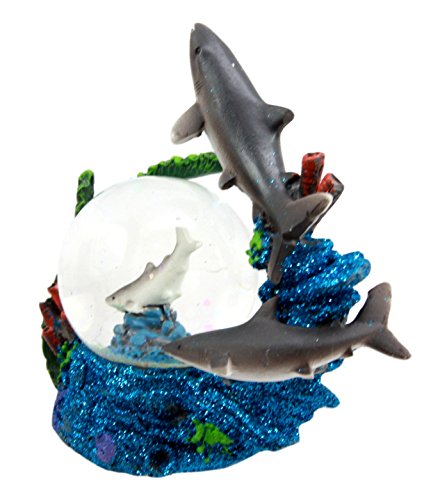 Ebros Gift Ebros Gift Coastal Apex Predator Shark Family Water Globe Figurine 4"H