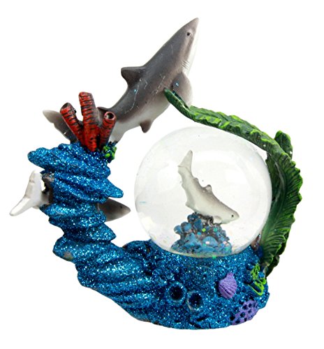 Ebros Gift Ebros Gift Coastal Apex Predator Shark Family Water Globe Figurine 4"H
