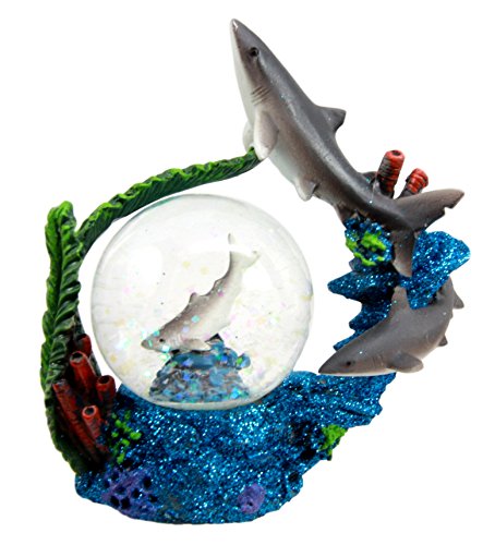 ebros gift Ebros Gift Coastal Apex Predator Shark Family Water Globe Figurine 4"H