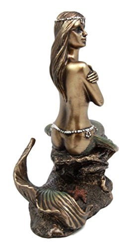 Ebros Gift Ebros Gift Coastal Shy Nude Mermaid Maiden Sitting On Coral Decorative Figurine 5.75" H