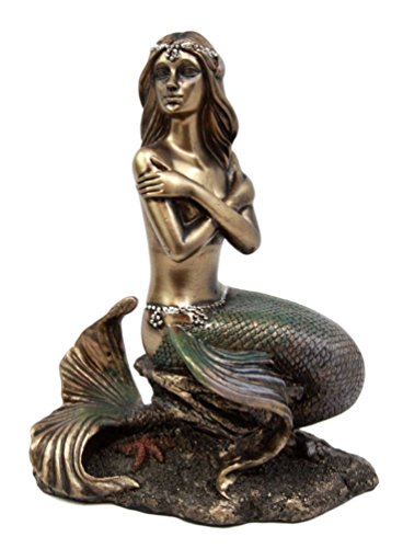 ebros gift Ebros Gift Coastal Shy Nude Mermaid Maiden Sitting On Coral Decorative Figurine 5.75" H