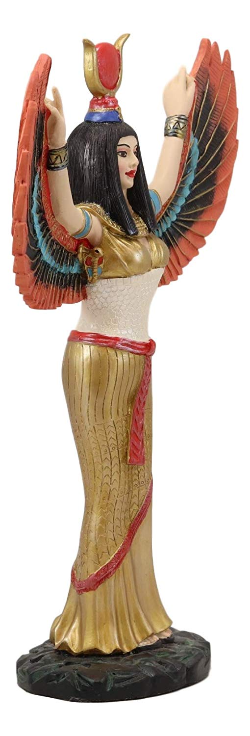 Ebros Gift Ebros Gift Colorful Egyptian Goddess Isis Ra With Open Wings On Gold Robe Statue 12" Tall Deity Of Motherhood Magic Wisdom And Nature Home Decorative Sculpture