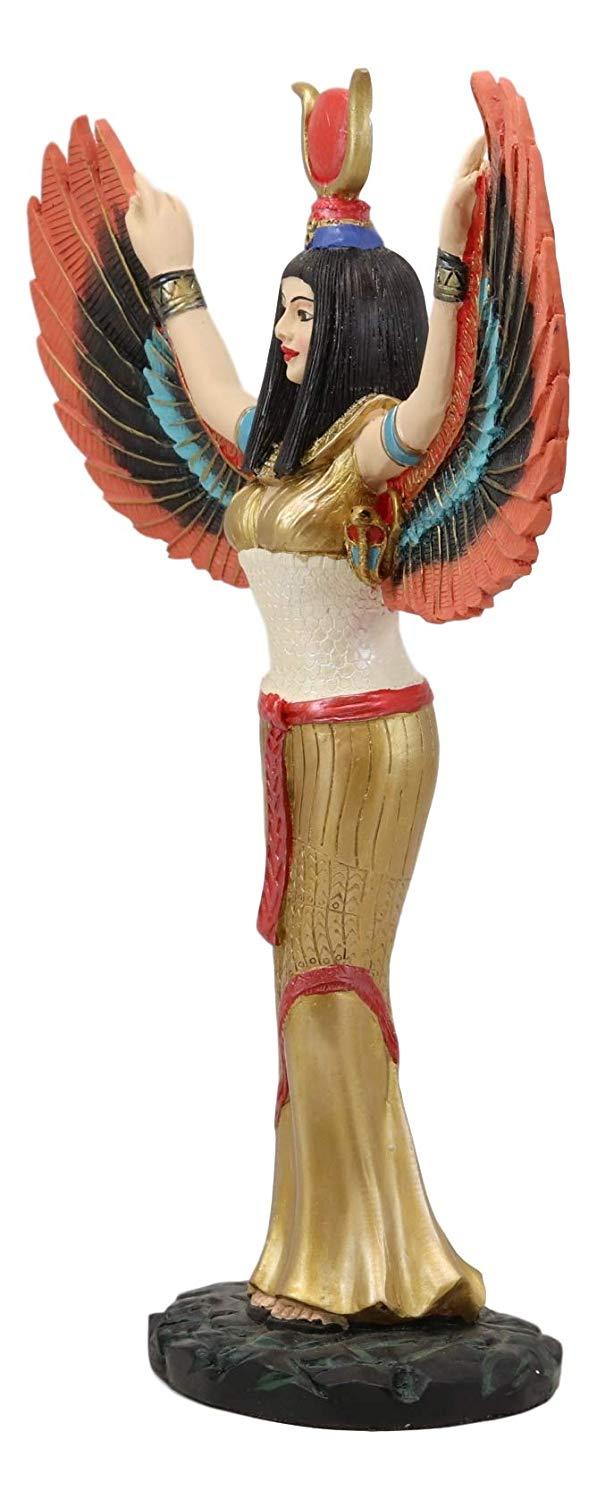 Ebros Gift Ebros Gift Colorful Egyptian Goddess Isis Ra With Open Wings On Gold Robe Statue 12" Tall Deity Of Motherhood Magic Wisdom And Nature Home Decorative Sculpture