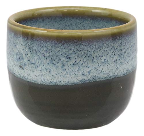 Ebros Gift Ebros Gift Contemporary Army Green And White Shades Of Loyalty Glazed Ceramic Pottery Heaven And Earth 'Ten To Ji' Design Japanese Rice Wine Sake Ochoko Cup Pack Of 6 Cups