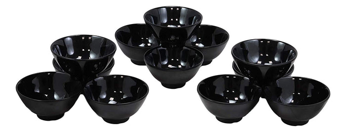 Ebros Gift Ebros Gift Contemporary Black Smooth Porcelain Round Bowls For Cereal Soup Salad Noodle Rice Ice Cream Decorative Bowl Set Of 12 Serveware For Restaurant Supply Home Kitchen