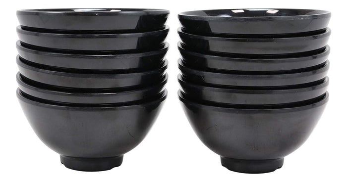 Ebros Gift Ebros Gift Contemporary Black Smooth Porcelain Round Bowls For Cereal Soup Salad Noodle Rice Ice Cream Decorative Bowl Set Of 12 Serveware For Restaurant Supply Home Kitchen
