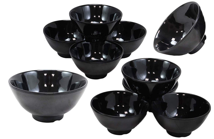 ebros gift Ebros Gift Contemporary Black Smooth Porcelain Round Bowls For Cereal Soup Salad Noodle Rice Ice Cream Decorative Bowl Set of 10 Serveware For Restaurant Supply Home Kitchen