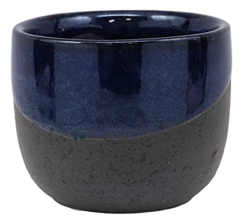 Ebros Gift Ebros Gift Contemporary Blue And Black Horizon Sky Glazed Ceramic Pottery Heaven And Earth 'Ten To Ji' Design Japanese Rice Wine Sake Ochoko Cup Pack Of 6 Cups
