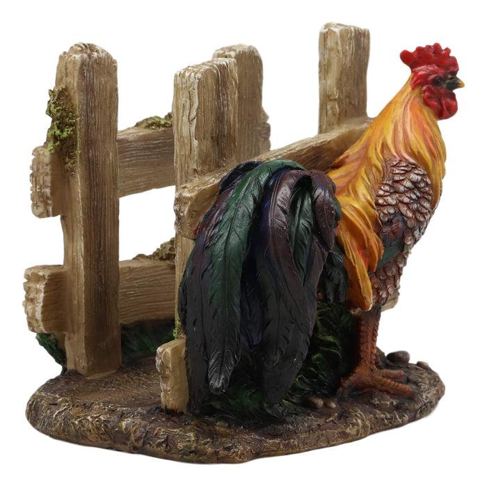 Ebros Gift Ebros Gift Country Farm Proud Rooster Chicken By Sunflower And Wooden Fence Dinner Napkin Holder Figurine 6.25" Wide Rustic Western Table Decorative Accent