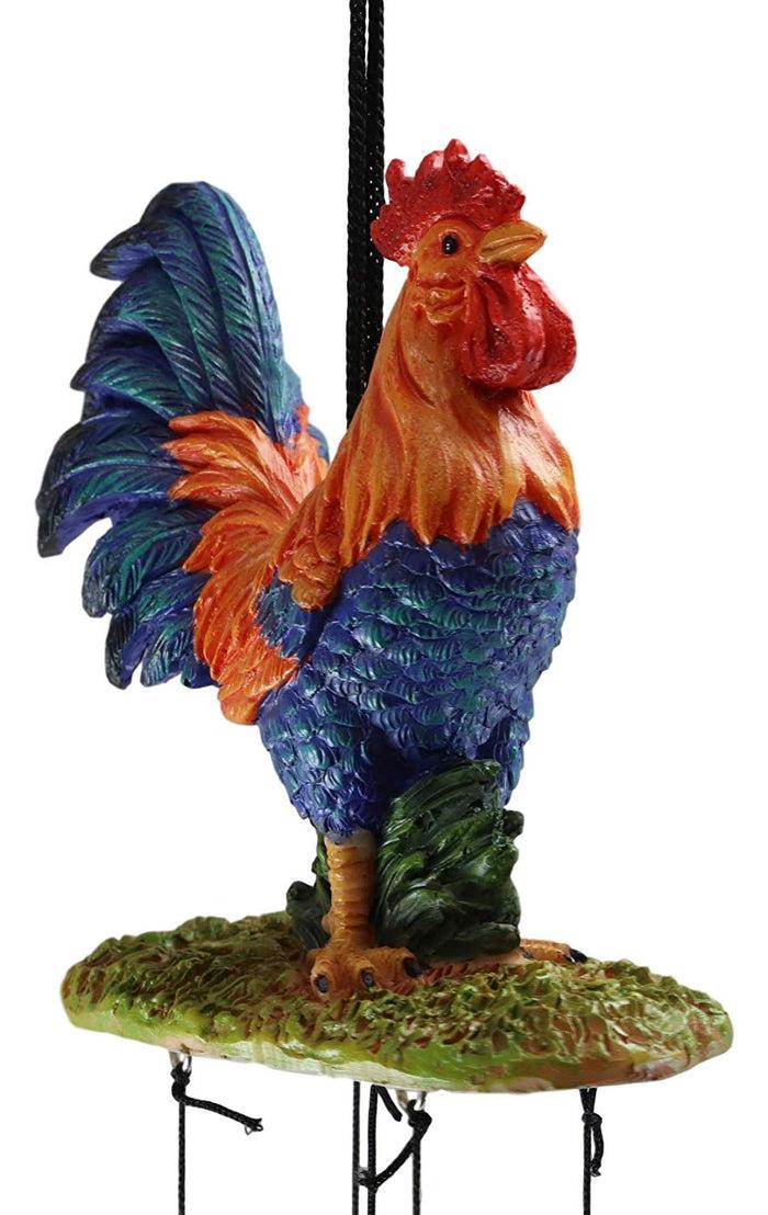 Ebros Gift Ebros Gift Country Western Animal Farm Morning Sunshine Rooster Chicken Figurine Top Resonant Wind Chime With Sunflower Ornament For Garden Patio Rustic Home Accent