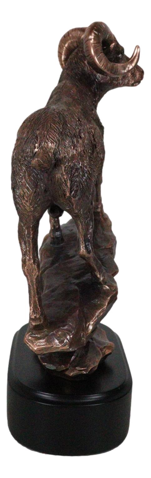 Ebros Gift Ebros Gift Country Wildlife Animal Taxidermy Bighorn Sheep Ram Climbing On Sloping Rock Statue With Trophy Base 12" H Bronze Electroplated Resin Figurine Cabin Lodge Cottage Themed Decor Accent