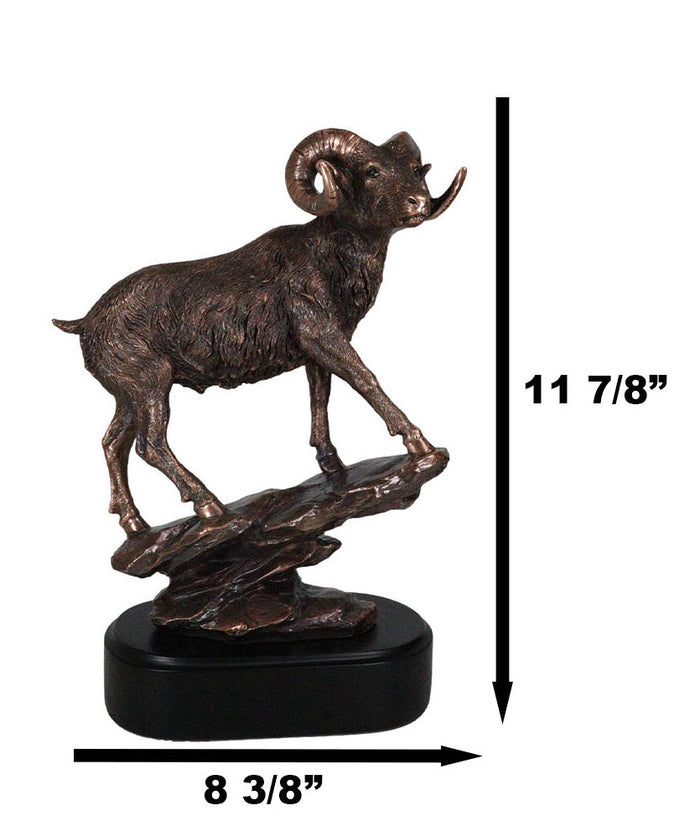 Ebros Gift Ebros Gift Country Wildlife Animal Taxidermy Bighorn Sheep Ram Climbing On Sloping Rock Statue With Trophy Base 12" H Bronze Electroplated Resin Figurine Cabin Lodge Cottage Themed Decor Accent