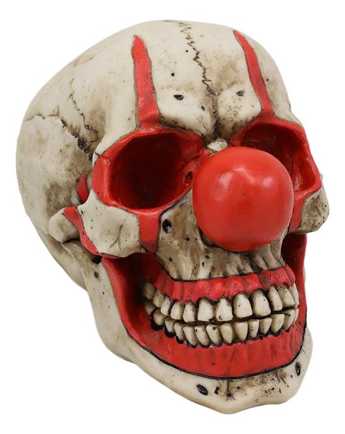 Ebros Gift Ebros Gift Creepy IT Jester Clown Harlequin Joker Skull With Red Nose Figurine 5" Tall Ossuary Skulls And Skeletons Collectible Sculpture