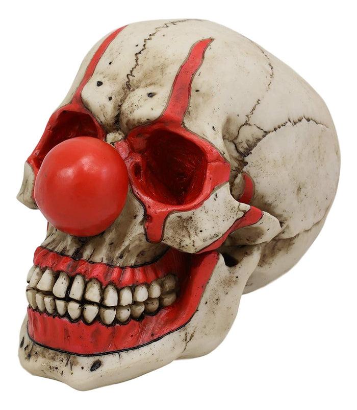 Ebros Gift Ebros Gift Creepy IT Jester Clown Harlequin Joker Skull With Red Nose Figurine 5" Tall Ossuary Skulls And Skeletons Collectible Sculpture
