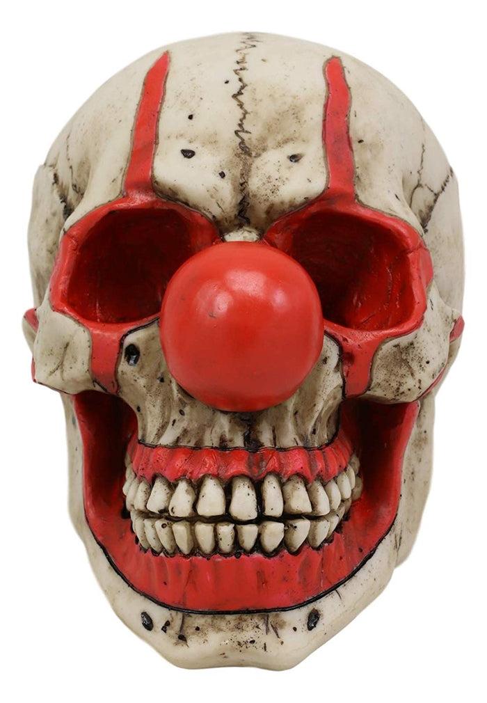 Ebros Gift Ebros Gift Creepy IT Jester Clown Harlequin Joker Skull With Red Nose Figurine 5" Tall Ossuary Skulls And Skeletons Collectible Sculpture