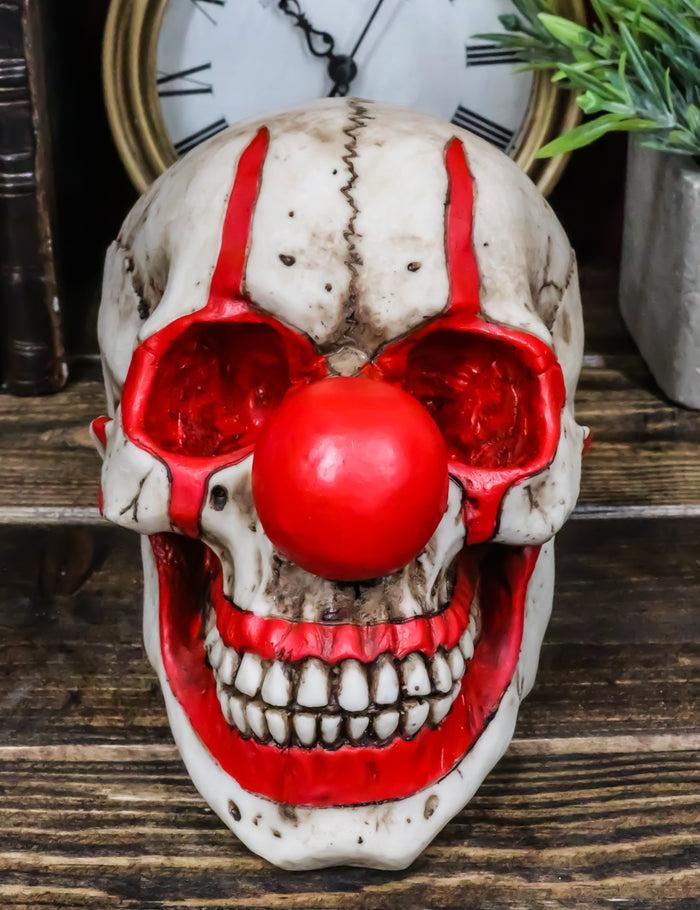 ebros gift Ebros Gift Creepy IT Jester Clown Harlequin Joker Skull with Red Nose Figurine 5" Tall Ossuary Skulls and Skeletons Collectible Sculpture