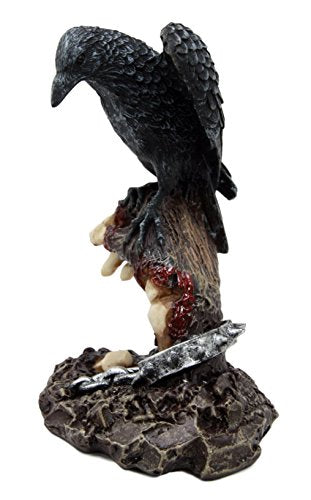 Ebros Gift Ebros Gift Dark Raven Crow Feeding On Shackled Cadaver Hand Flesh Figurine 6"H