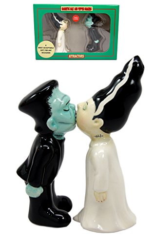 Ebros Gift Ebros Gift Day Of The Dead Mr & Mrs Frankenstein Monster Ceramic Salt Pepper Shakers Figurine Set