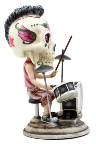 Ebros Gift Ebros Gift Day Of The Dead Tattoo Skeleton Rock Drummer Bobblehead Figurine 6.5" L Halloween Statue Decor