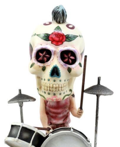 Ebros Gift Ebros Gift Day Of The Dead Tattoo Skeleton Rock Drummer Bobblehead Figurine 6.5" L Halloween Statue Decor