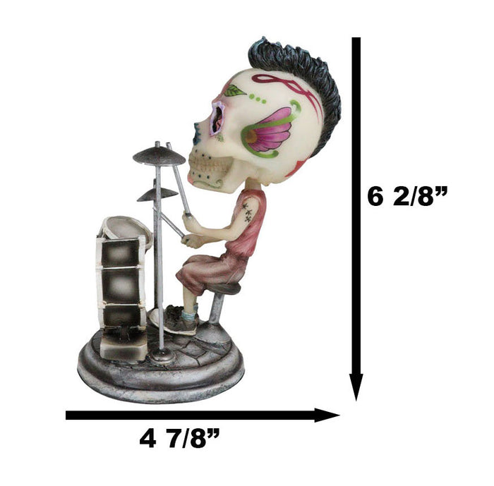 Ebros Gift Ebros Gift Day Of The Dead Tattoo Skeleton Rock Drummer Bobblehead Figurine 6.5" L Halloween Statue Decor