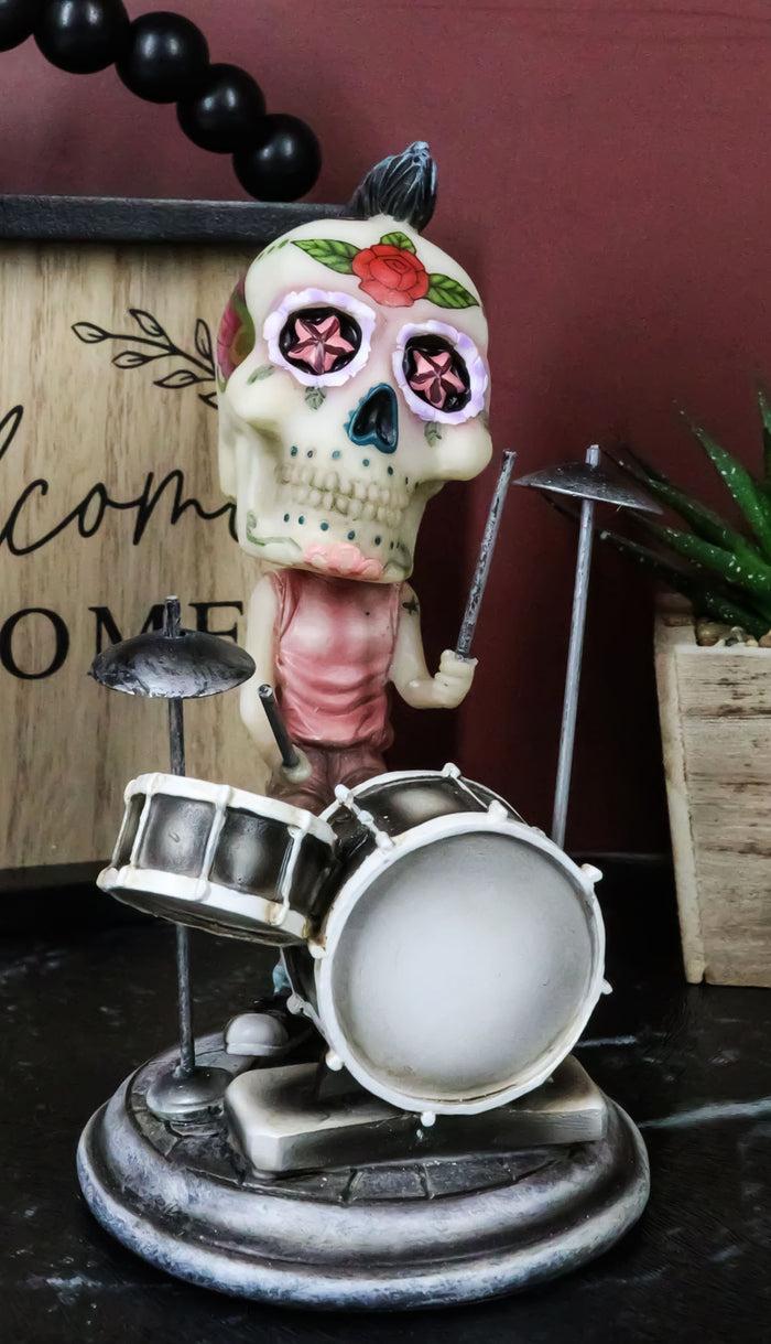 ebros gift Ebros Gift Day of The Dead Tattoo Skeleton Rock Drummer Bobblehead Figurine 6.5" L Halloween Statue Decor