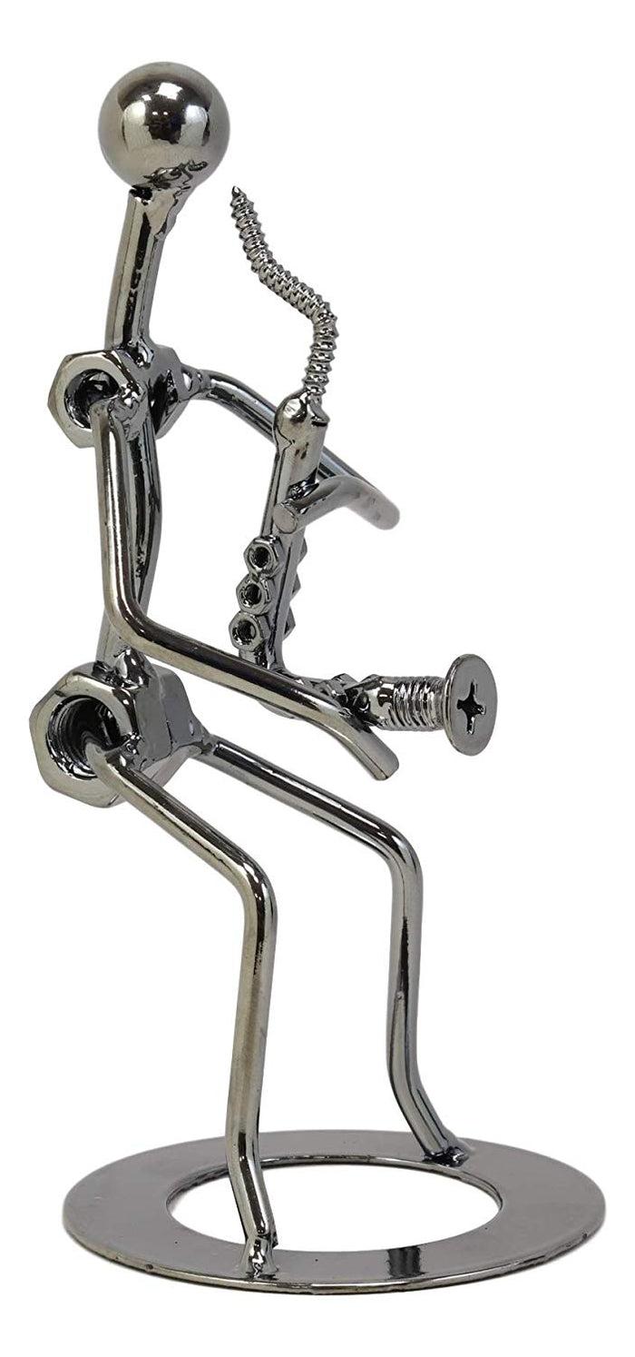 ebros gift Ebros Gift Decorative Musician Metal Art Music Instrument Player 3D Figurine Hand Sculpted Electroplated Recycled Steel Home and Office Desk Table Decor Statue (Saxophone Player)