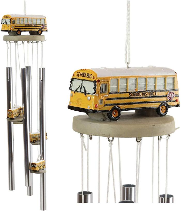Ebros Gift Ebros Gift Decorative North American Yellow School Bus Model Resonant Relaxing Wind Chime Patio Garden Accent Of Buses Child Day Care Transportation Education Theme