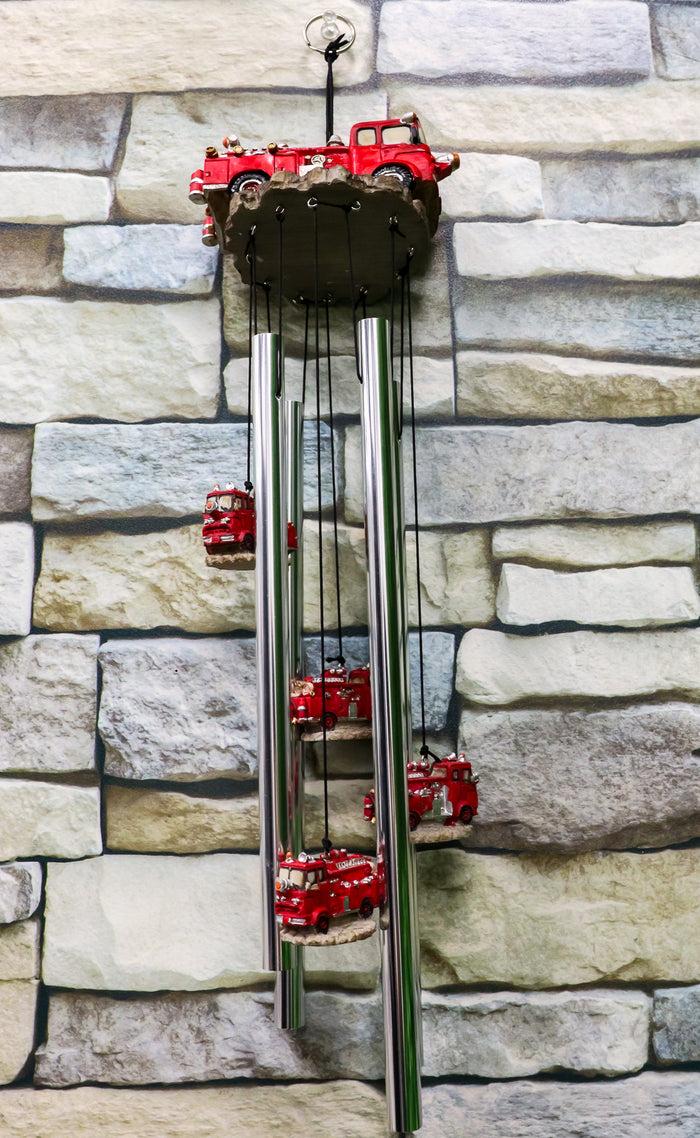 Ebros Gift Ebros Gift Decorative Red Fire Engine Truck Model Resonant Relaxing Wind Chime Patio Garden Accent Of Fire Fighters Hydrants 911 Emergency Civil Service