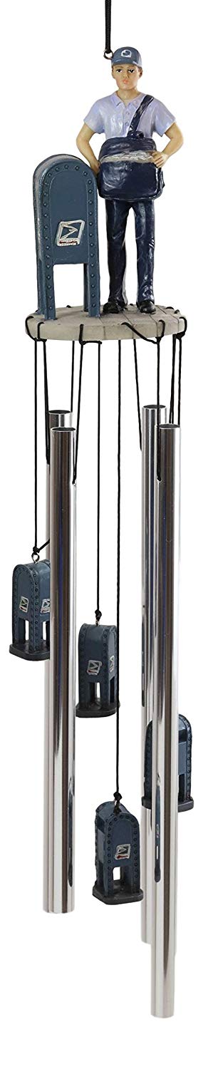 Ebros Gift Ebros Gift Decorative United States Postal Mailman Postman Standing By Public Mail Box Resonant Relaxing Wind Chime Patio Garden Home Accent Shipping Delivery Cargo And Mail Letters Post Office