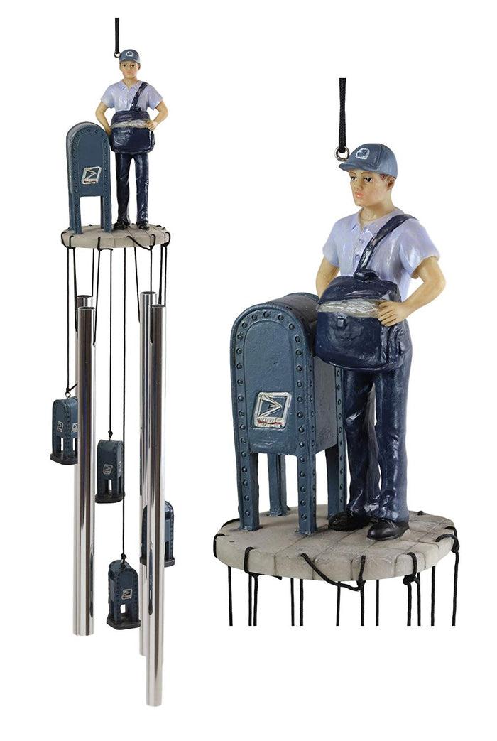 ebros gift Ebros Gift Decorative United States Postal Mailman Postman Standing by Public Mail Box Resonant Relaxing Wind Chime Patio Garden Home Accent Shipping Delivery Cargo and Mail Letters Post Office