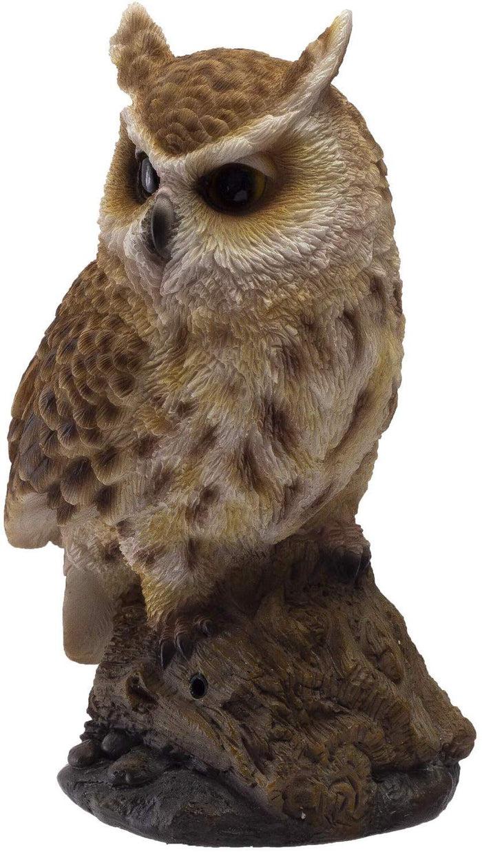Ebros Gift Ebros Gift Eagle Owl Perching On Branch With Singing Bird Sound Figurine 6.5"H