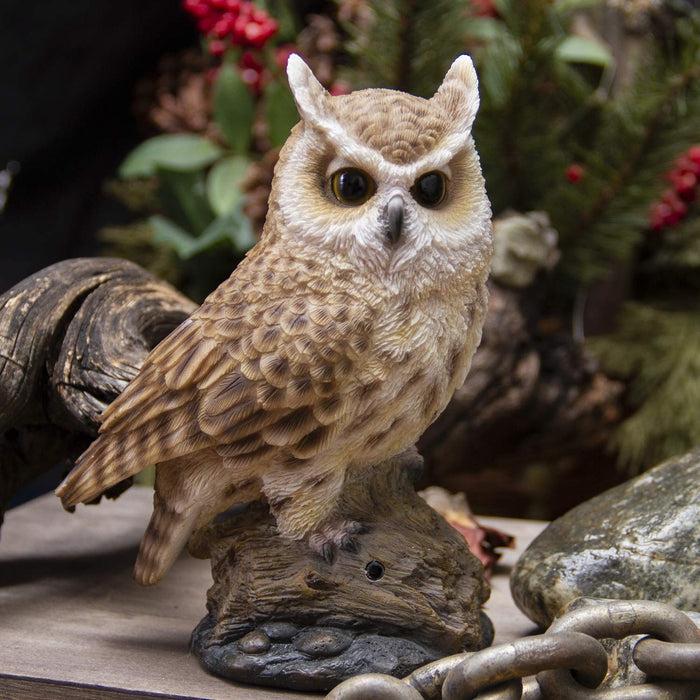 ebros gift Ebros Gift Eagle Owl Perching on Branch with Singing Bird Sound Figurine 6.5"H