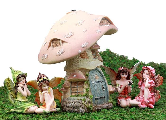 Ebros Gift Ebros Gift Enchanted Fairy Garden Miniatures Starter Kit Cottage House With Mini Fairy Figurines Do It Yourself Ideas For Your Home (Mushroom House Kit)