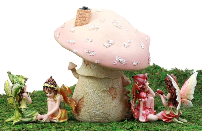 Ebros Gift Ebros Gift Enchanted Fairy Garden Miniatures Starter Kit Cottage House With Mini Fairy Figurines Do It Yourself Ideas For Your Home (Mushroom House Kit)