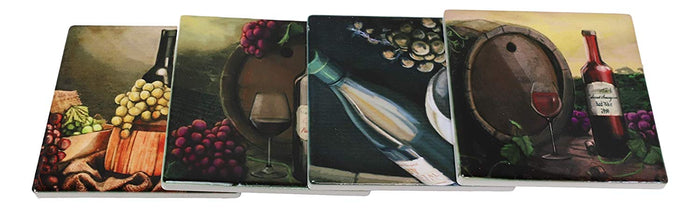 Ebros Gift Ebros Gift Everything Is Better With Wine Colorful Vintage Collection Coasters For Drinks 4pc Set Ceramic Tiles With Cork Backing Vineyard Winery Grapes Coaster Pack Of 4 Furniture Protectors