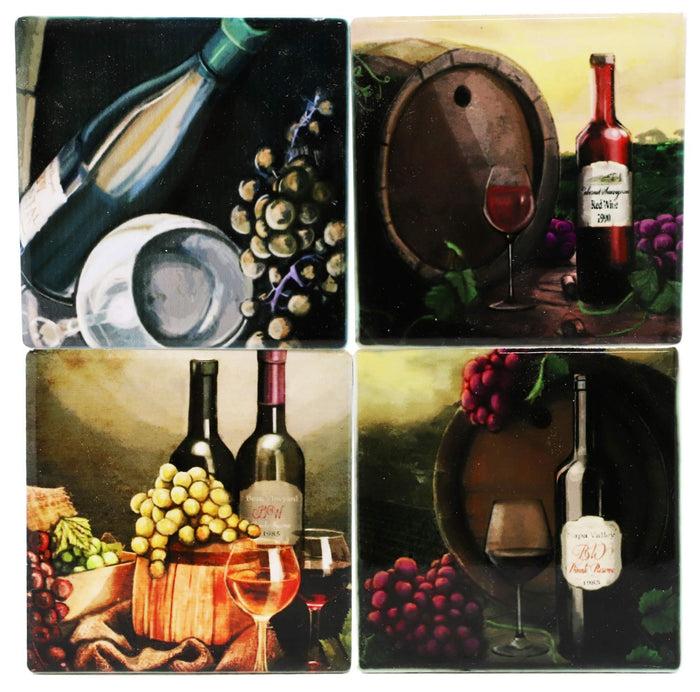 Ebros Gift Ebros Gift Everything Is Better With Wine Colorful Vintage Collection Coasters For Drinks 4pc Set Ceramic Tiles With Cork Backing Vineyard Winery Grapes Coaster Pack Of 4 Furniture Protectors