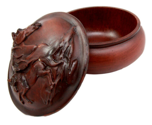 Ebros Gift Ebros Gift Faux Wood Resin Wildlife Stallion Horse Galloping Rounded Jewelry Trinket Decorative Box Figurine 4.5" D As Rustic Decor Accessory Storage Sculptural Art For Ranch Or Farm Lovers