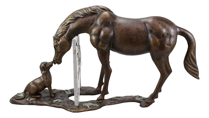 Ebros Gift Ebros Gift Fine Aluminum Metal Large Countryside BFF Buddies Horse And Dog By Barn Fence Garden Statue 25.75" Long Friendship Stallion Horses Dogs Animal Farm Western Rustic Country Decor Sculpture