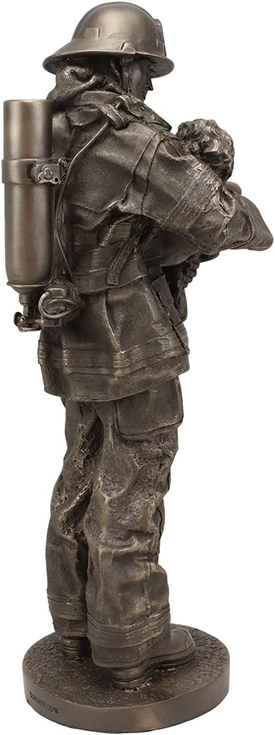 Ebros Gift Ebros Gift Fireman Fire Fighter Holding Child Decorative Figurine 12" Tall Resin