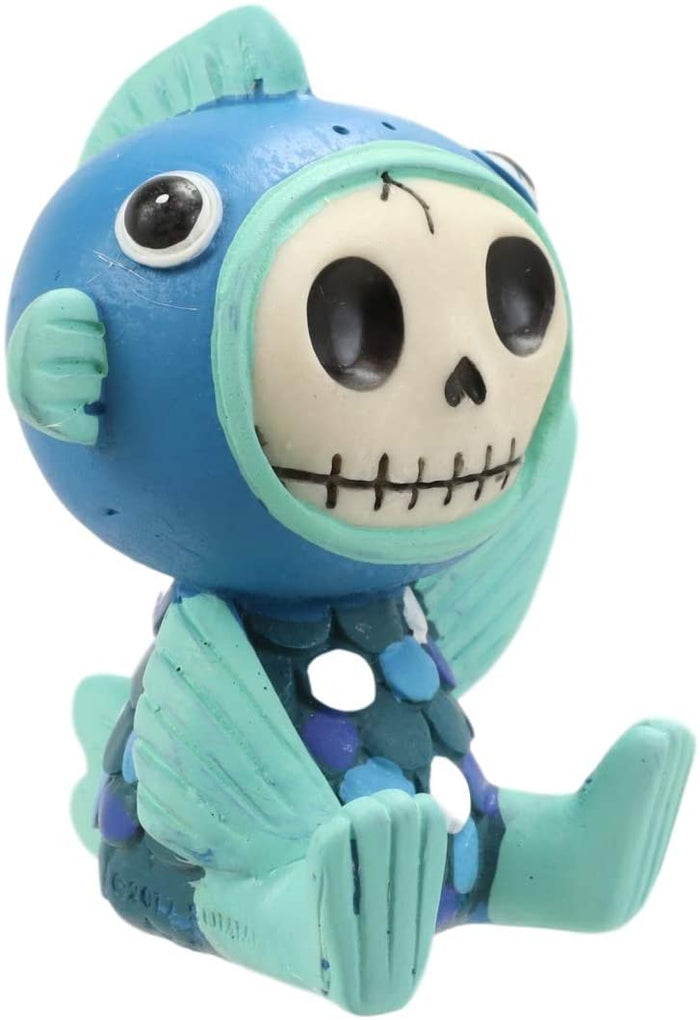 Ebros Gift Ebros Gift Furry Bones Aqueon Flapper Fish Costume Skeleton Monster Collectible Figurine 3"H