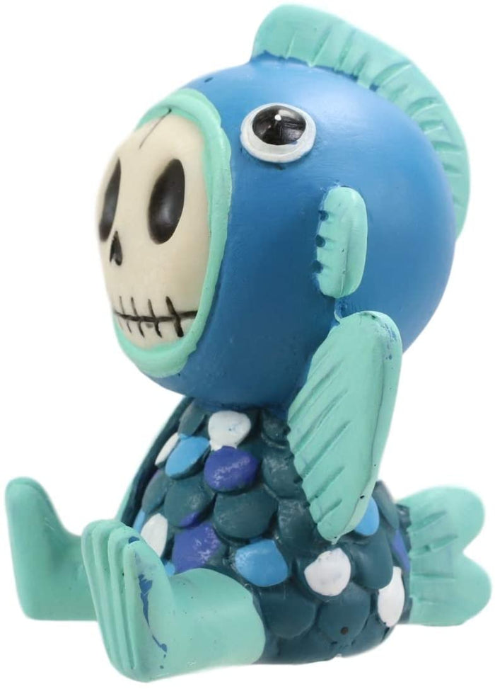 Ebros Gift Ebros Gift Furry Bones Aqueon Flapper Fish Costume Skeleton Monster Collectible Figurine 3"H