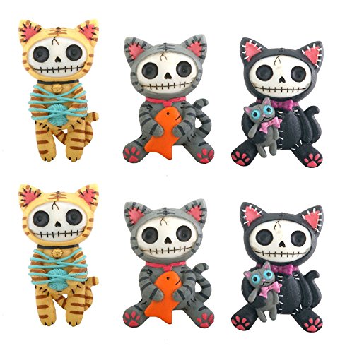 ebros gift Ebros Gift Furry Bones Exclusive Refrigerator Magnets Set of 6 Mao Mao Voodoo Cats Figurines
