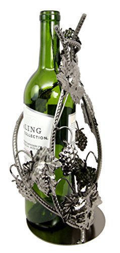 Ebros Gift Ebros Gift Grape Vineyard Nursery Graft Hand Made Metal Wine Bottle Holder Caddy Decor Figurine 12"H