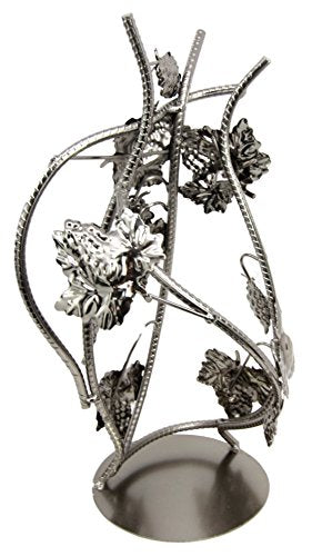 Ebros Gift Ebros Gift Grape Vineyard Nursery Graft Hand Made Metal Wine Bottle Holder Caddy Decor Figurine 12"H
