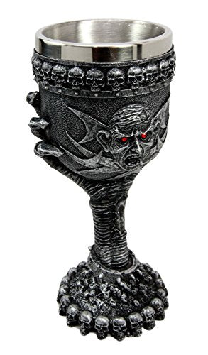 Ebros Gift Ebros Gift Grasp Of The Undead Red Eyed Zombie Ossuary Skeleton Graveyard 6"H Wine Goblet Cup