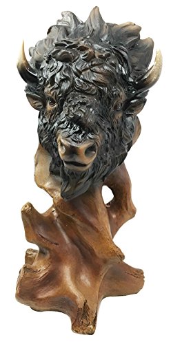 ebros gift Ebros Gift Grassland Herd Grand American Bison Buffalo Bust Statue in Faux Wood Resin Finish Figurine Home Decor Sculpture As Cultural Heritage Indigenous Indian Themed Accent