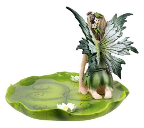 Ebros Gift Ebros Gift Green Absinthe Fairy Kneeling On Lotus Petal Soap Dish Figurine Jewelry Dish Plate Vanity Decor 6.25" Long
