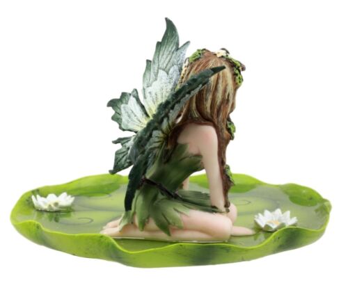 Ebros Gift Ebros Gift Green Absinthe Fairy Kneeling On Lotus Petal Soap Dish Figurine Jewelry Dish Plate Vanity Decor 6.25" Long