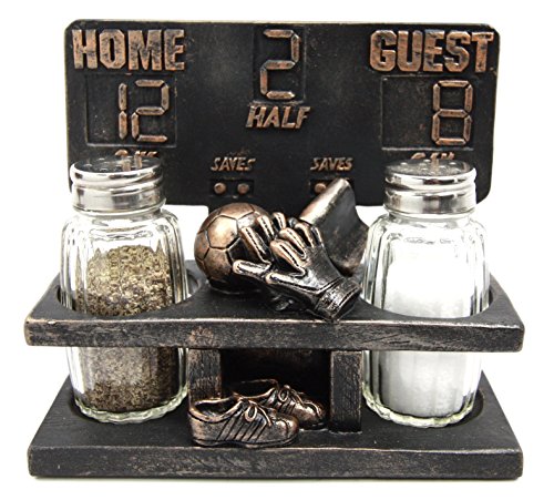 ebros gift Ebros Gift Hall of Fame Soccer Tournament Scoreboard Salt Pepper Shakers Holder Figurine Set 5.5"L